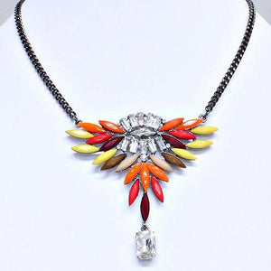 Red yellow crystal necklace