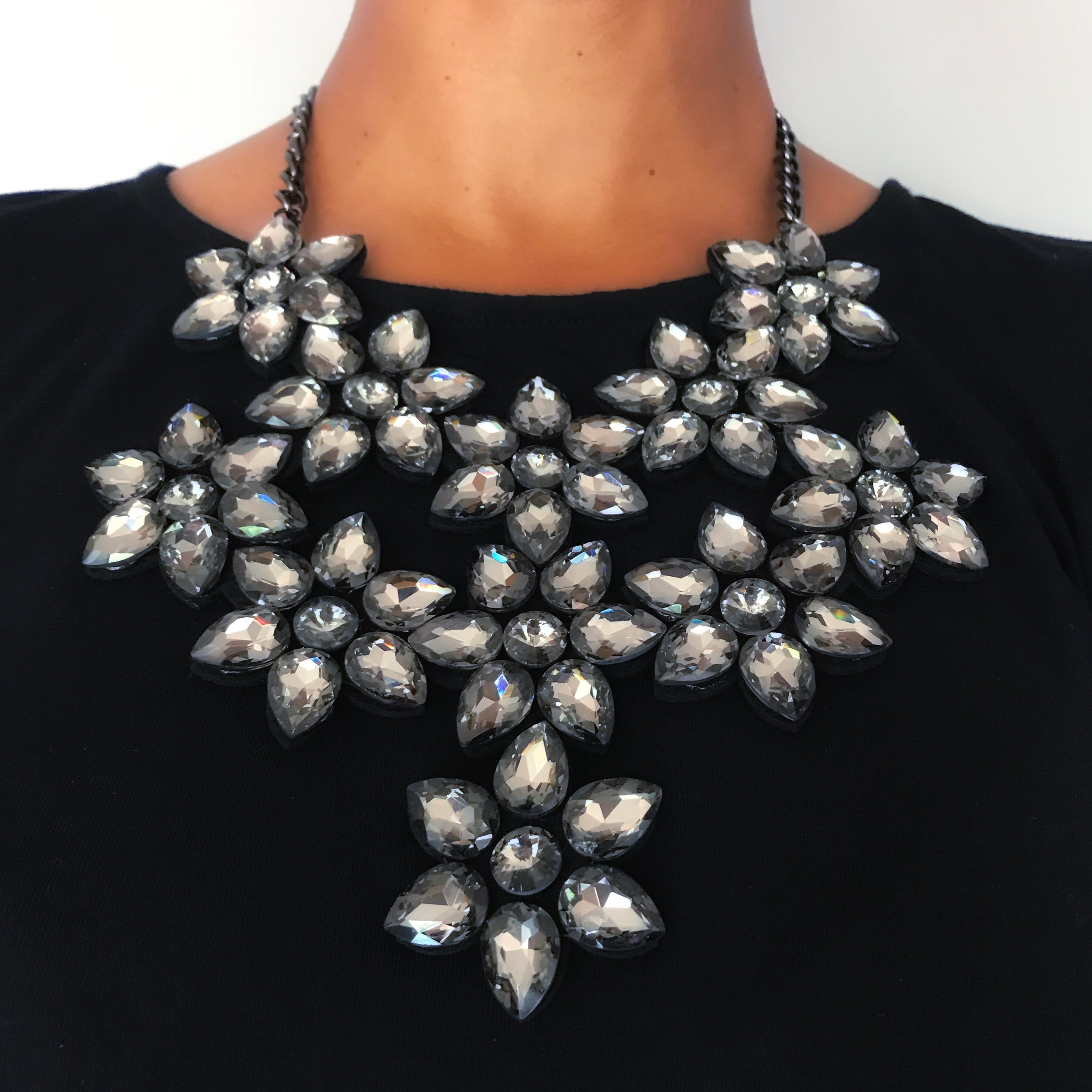 Crystal Glam - Flower Bib Necklace