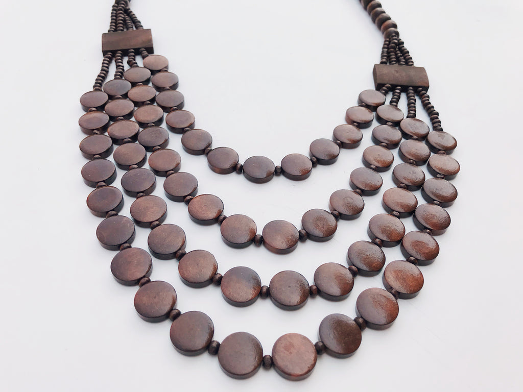 Wooden Beaded Long Necklace