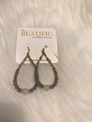 Beaded Stone Teardrop Earrings