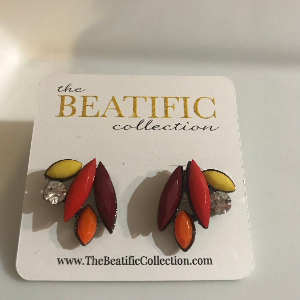 Red yellow crystal studs