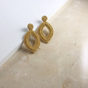 Gold Beaded Teardrop Earrings