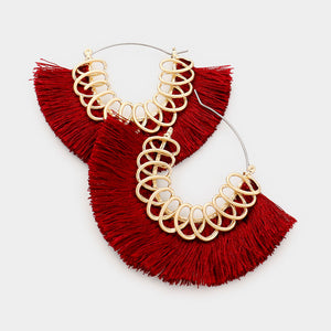 Tassel scroll hoop earrings